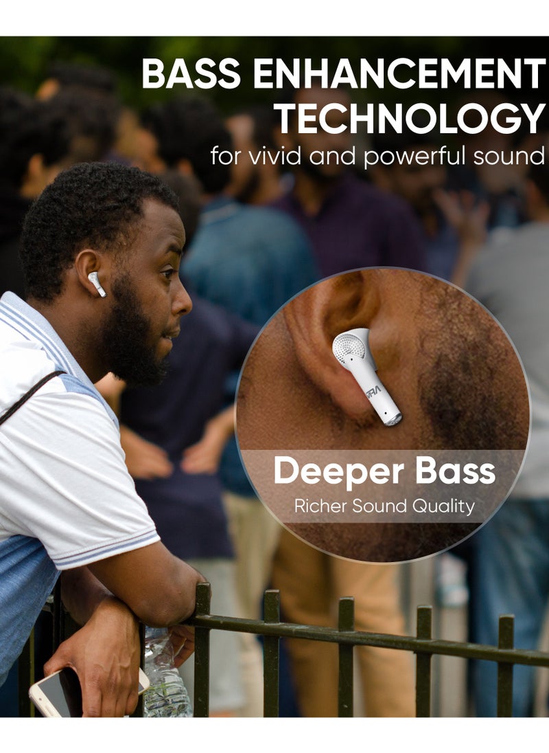 MRA - Earbuds, Long Battery Life, Deep Bass with 13mm Drivers, Waterproof, 5.3 Bluetooth for Stable Connection, Noise-Cancelling, Easy Tap-to-Control, Battery Status Indicator on Case, Premium Earphones for Music/Calls - Image 1