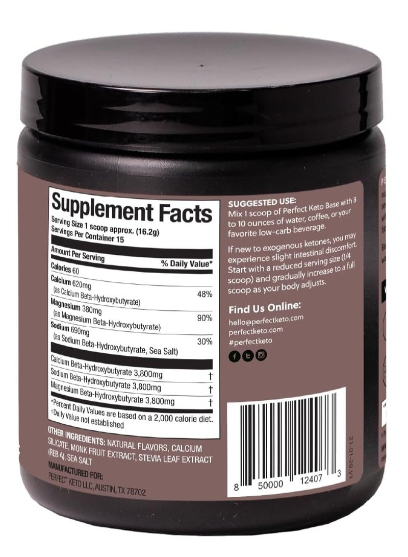 Perfect Keto Exogenous Ketones Powder Support, Electrolytes for Hydration Chocolate 8.57 oz 15 Servings - Image 3