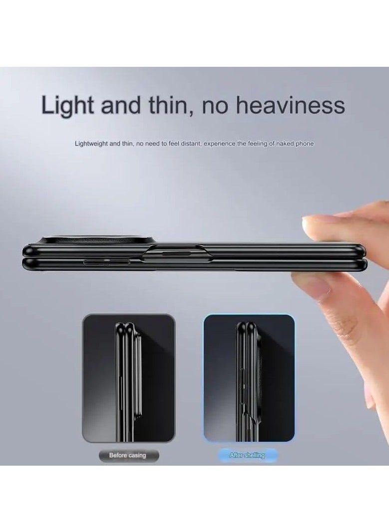 General - Case Compatible with Honor Magic V3 5G Case, Leather Case Matte Electraplated PC Frame Foldable Phone Cover Business Style Anti-Fingerprint Case for Honor Magic V3 - Image 1