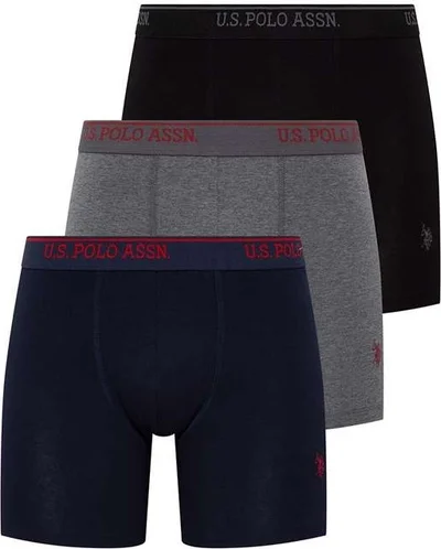U.S. Polo Assn. BASE. Polo Assn. Men's Black - Anthracite Melange - Navy Blue 3-Piece Long-Legged Boxer 80454Y