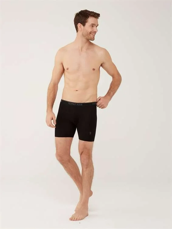 U.S. Polo Assn. BASE. Polo Assn. Men's Black - Anthracite Melange - Navy Blue 3-Piece Long-Legged Boxer 80454Y