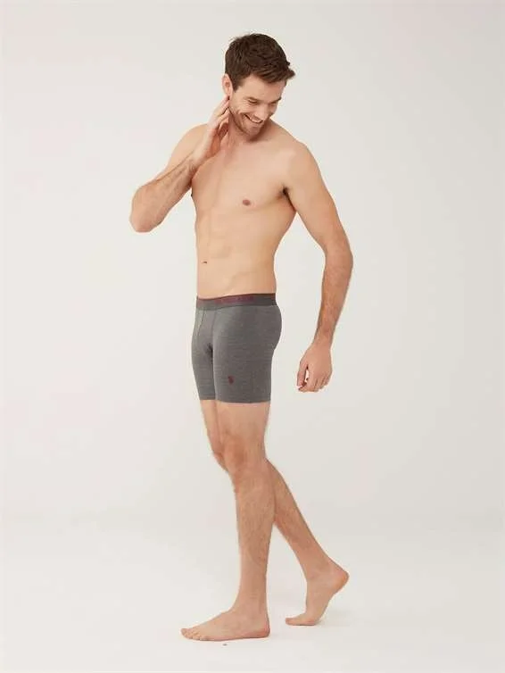 U.S. Polo Assn. BASE. Polo Assn. Men's Black - Anthracite Melange - Navy Blue 3-Piece Long-Legged Boxer 80454Y