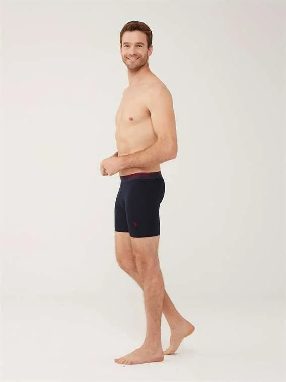 U.S. Polo Assn. BASE. Polo Assn. Men's Black - Anthracite Melange - Navy Blue 3-Piece Long-Legged Boxer 80454Y