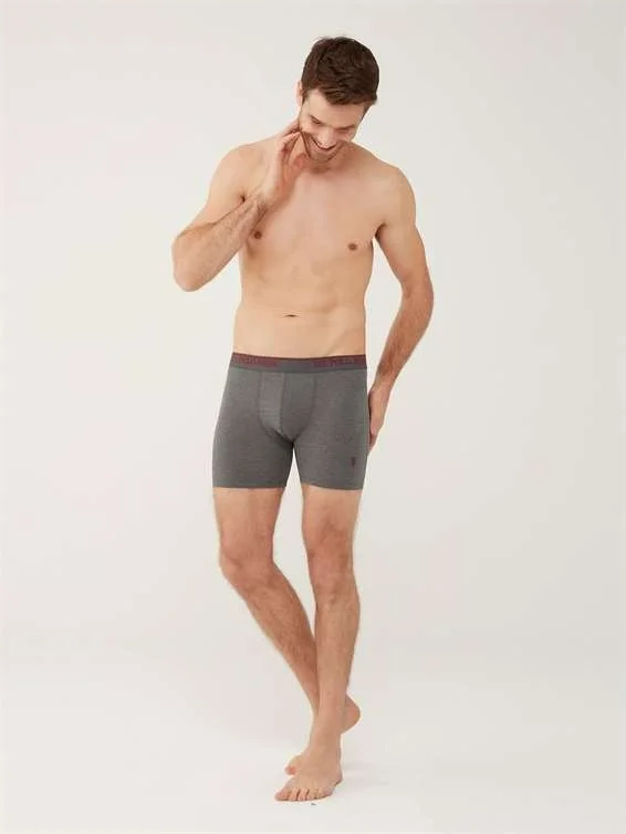 U.S. Polo Assn. BASE. Polo Assn. Men's Black - Anthracite Melange - Navy Blue 3-Piece Long-Legged Boxer 80454Y