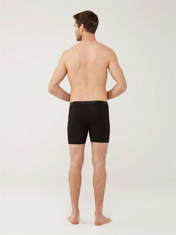 U.S. Polo Assn. BASE. Polo Assn. Men's Black - Anthracite Melange - Navy Blue 3-Piece Long-Legged Boxer 80454Y