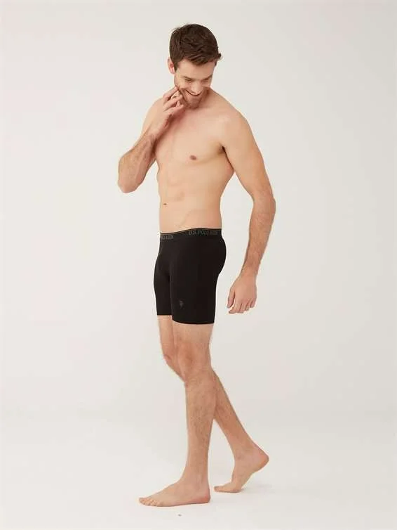U.S. Polo Assn. BASE. Polo Assn. Men's Black - Anthracite Melange - Navy Blue 3-Piece Long-Legged Boxer 80454Y
