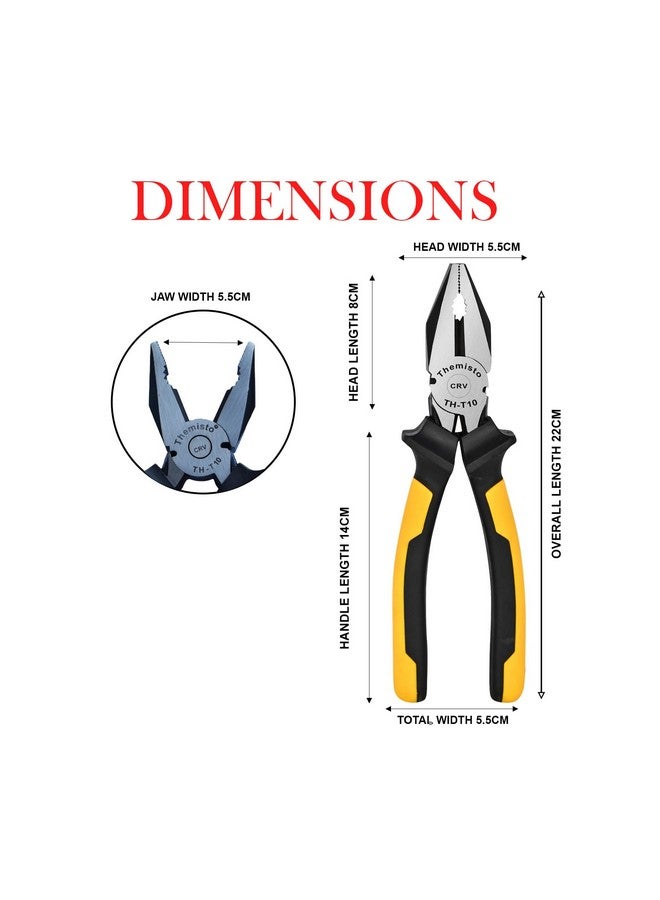 THEMISTO 8 Inch Combination Plier CRV (YELLOW) - Image 4