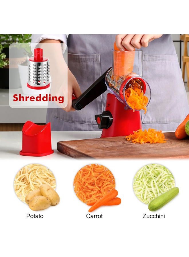 GDL Rotary Cheese Grater Handheld, Vegetable Mandoline Slicer Easy Cleaning, Kitchen Cheese Grater Shredder with 3 Drum Blades - Image 3
