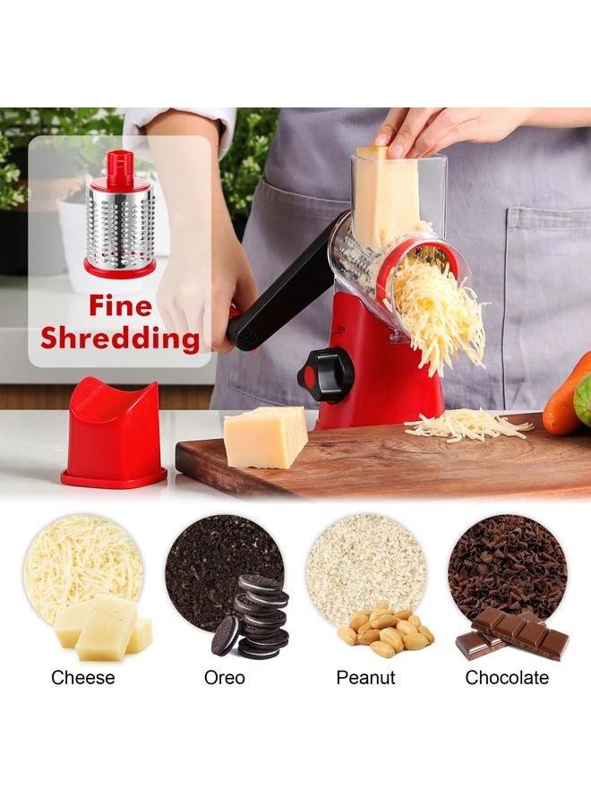 GDL Rotary Cheese Grater Handheld, Vegetable Mandoline Slicer Easy Cleaning, Kitchen Cheese Grater Shredder with 3 Drum Blades - Image 2