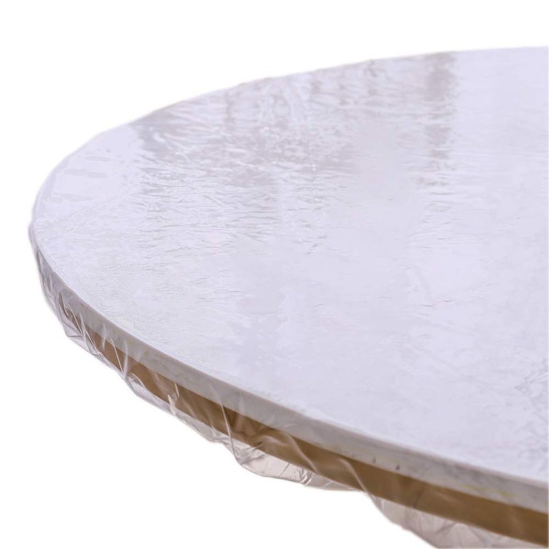 Clear Round Vinyl Fitted Tablecloth Waterproof Oilcloth Heavy Duty Elasticized Table Cover Elastic Edge Design Plastic Tablecloth Protector Best for 3236 Round