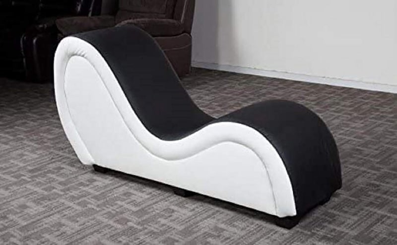 Poppins Home S-Shape Love Sofa Modern Loveseats Yoga Chaise lounge (BlackandWhite) - Image 1