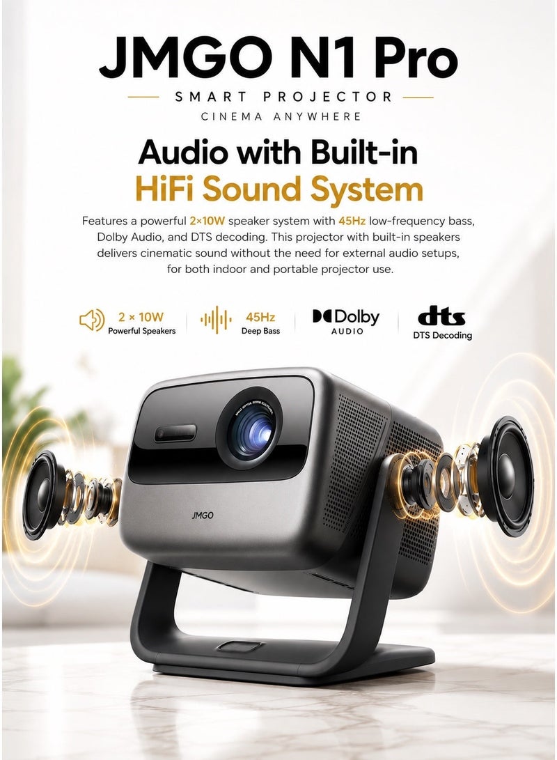 JMGO ARE YOU READY FOR THE WORLD CUP !! JMGO N1 Pro Triple Laser Projector, 1500 CVAI (3200 ANSI Lumens), FHD, 4K HDR10, Android TV 11, Blu Ray 3D, DTS & Dolby Audio, Dynaudio Speakers, 240Hz, Wi Fi 6, Bluetooth 5, Smart Object Avoidance - Image 4