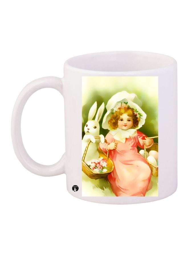 RYN Girl Printed Coffee Mug White/Green/Orange 11ounce