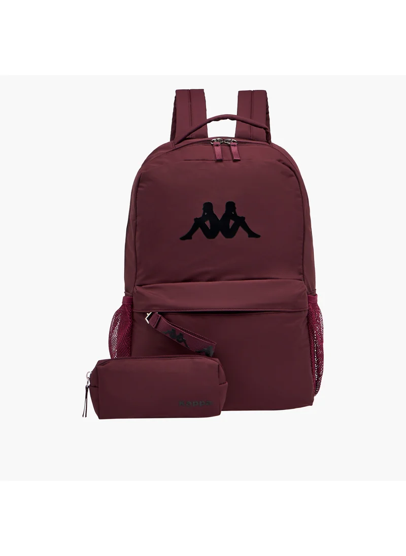 Kappa Kappa Logo Print Backpack with Adjustable Shoulder Straps and Pouch