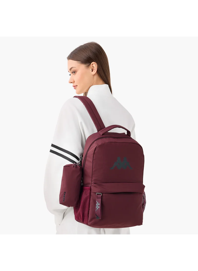 Kappa Kappa Logo Print Backpack with Adjustable Shoulder Straps and Pouch
