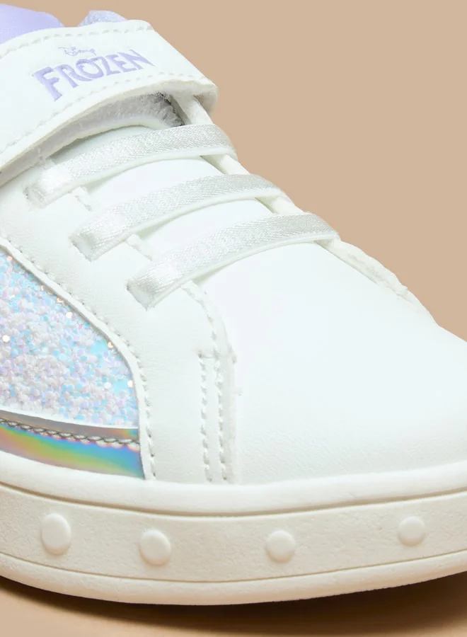 ديزني Girls Frozen Theme Sneakers with Hook and Loop Closure