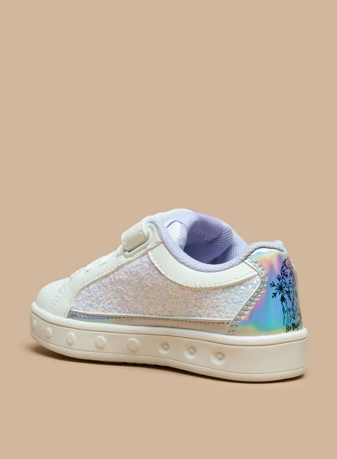 ديزني Girls Frozen Theme Sneakers with Hook and Loop Closure