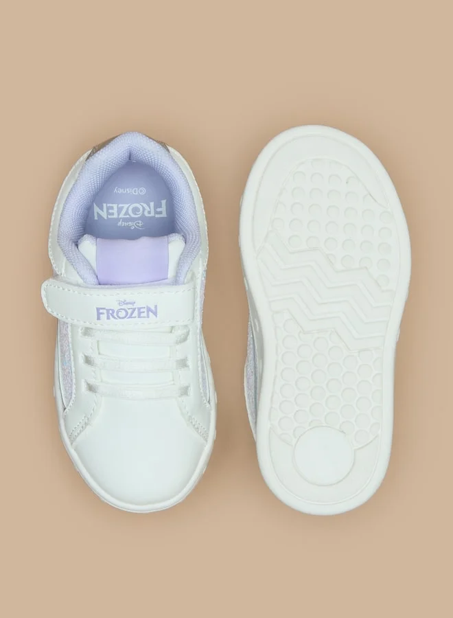 ديزني Girls Frozen Theme Sneakers with Hook and Loop Closure