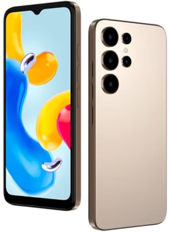 إم-هورس هاتف M-HORSE S25 Ultra Plus سعة 256 جيجابايت، رام 12 جيجابايت، شاشة AMOLED 6.6 بوصة، معدل تحديث 120Hz، أندرويد 14، شحن سريع، 4G LTE – لون ذهبي صحراوي - Image 1