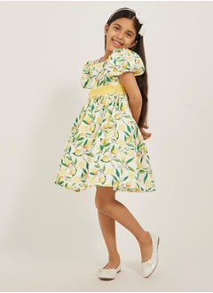 Styli All Over Print Puff Sleeves Dress  - Image 1