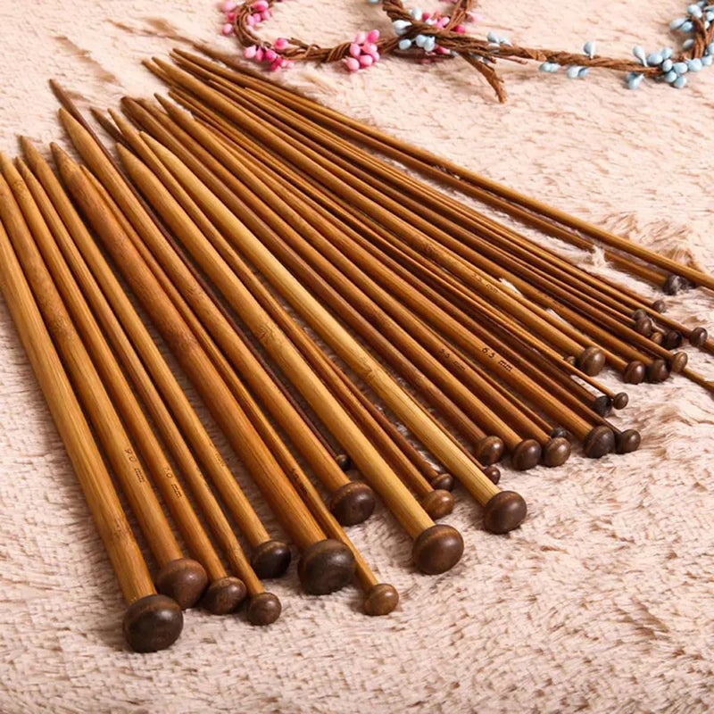 Maharsh 36 pcs 18 Size Wood Knitting Needle Set 25cm or 35 cm Small to Large 210mm Sturdy Round Blunt Yarn Knitting Needles Tool Kit - Image 2