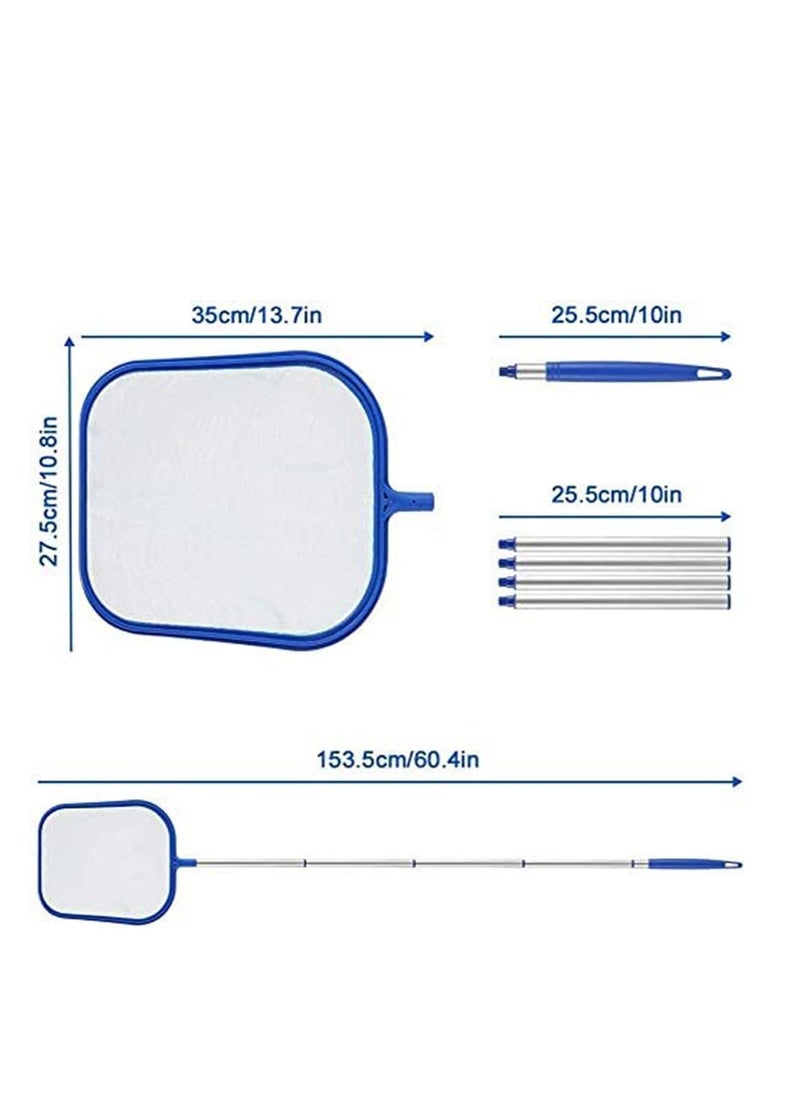 SYOSI - Swimming Pool Skimmer Net Pool Leaf Skimmer Fine Mesh Skimming Pool Net with Adjustable 5 Connecting Aluminium Telescopic Pole Swimming Pool Cleaning Leaf Skim Net - Image 1