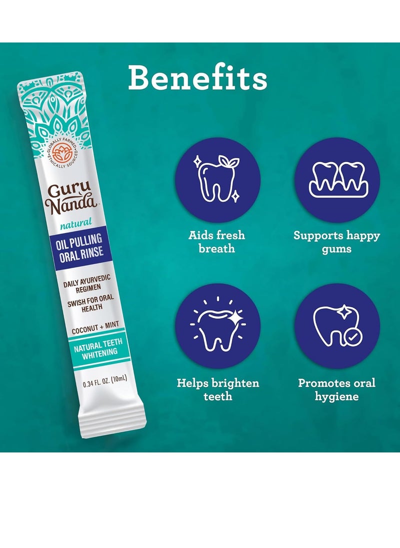 GuruNanda GuruNanda Travel Sachets Coconut Oil Pulling, Fresh Breath & Whitening Mouthwash, 7 Essential Oils & Vitamins for Happy Teeth & Gums, 7 Sachets  - Image 5