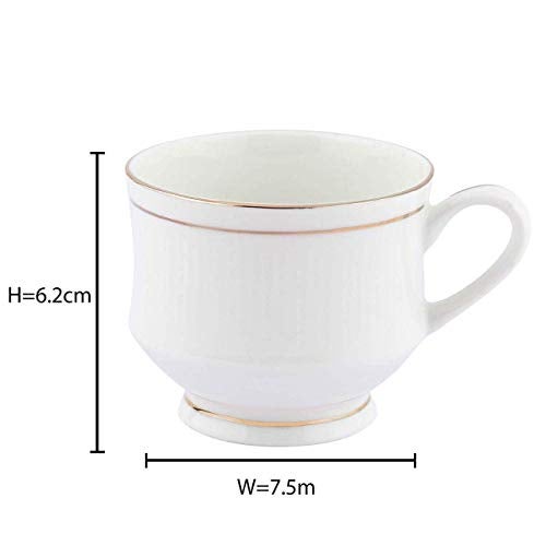 E - Ezra E-Ezra Goldening Fine Tableware Bone China Tea Cups Set of 6 Coffee Mugs for Home Office -(140 ml) - Image 2