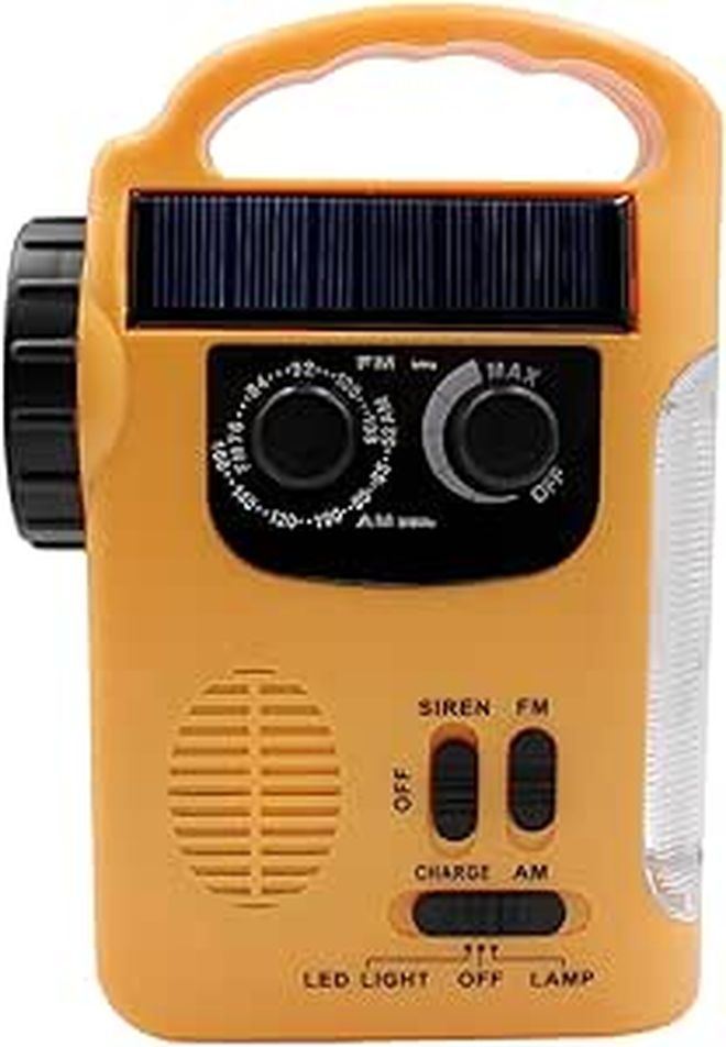 Solar Crank AM FM Radio LED Flashlight Reading Lamp Portable Emergency Weather Alert - Image 1