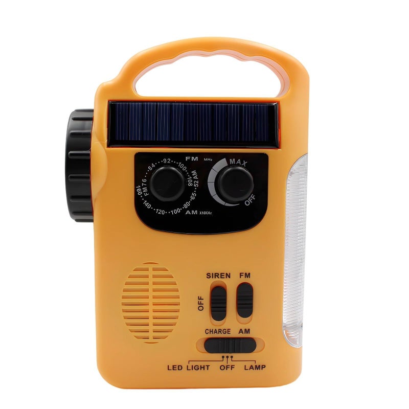 Solar Crank AM FM Radio LED Flashlight Reading Lamp Portable Emergency Weather Alert - Image 2