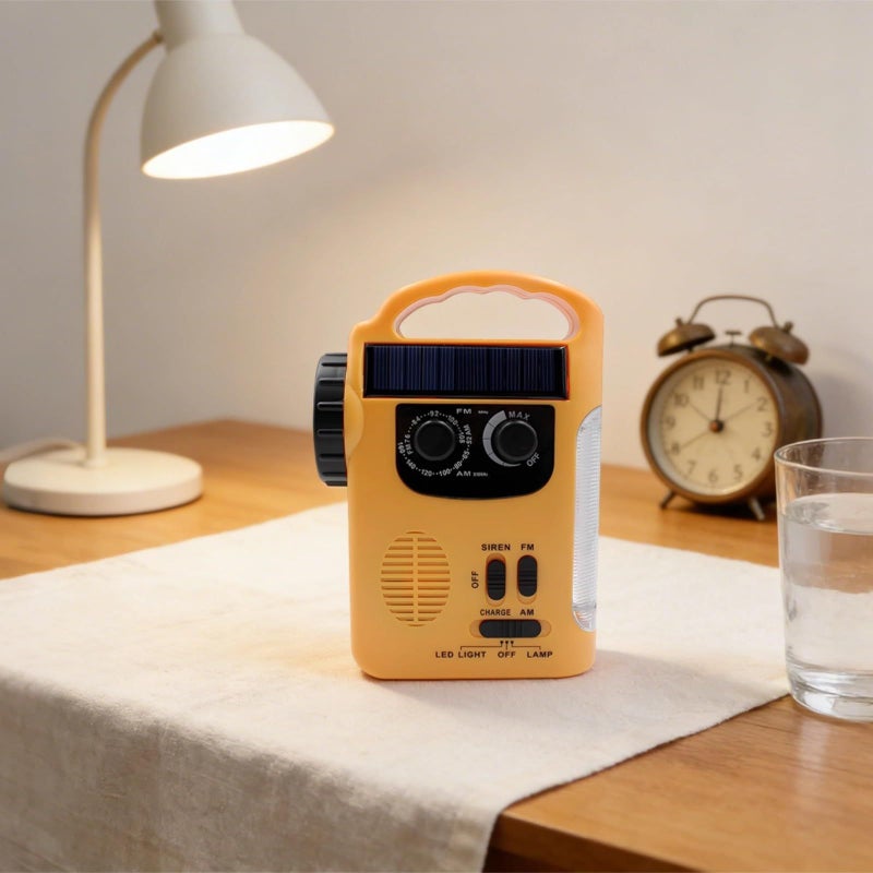Solar Crank AM FM Radio LED Flashlight Reading Lamp Portable Emergency Weather Alert - Image 3