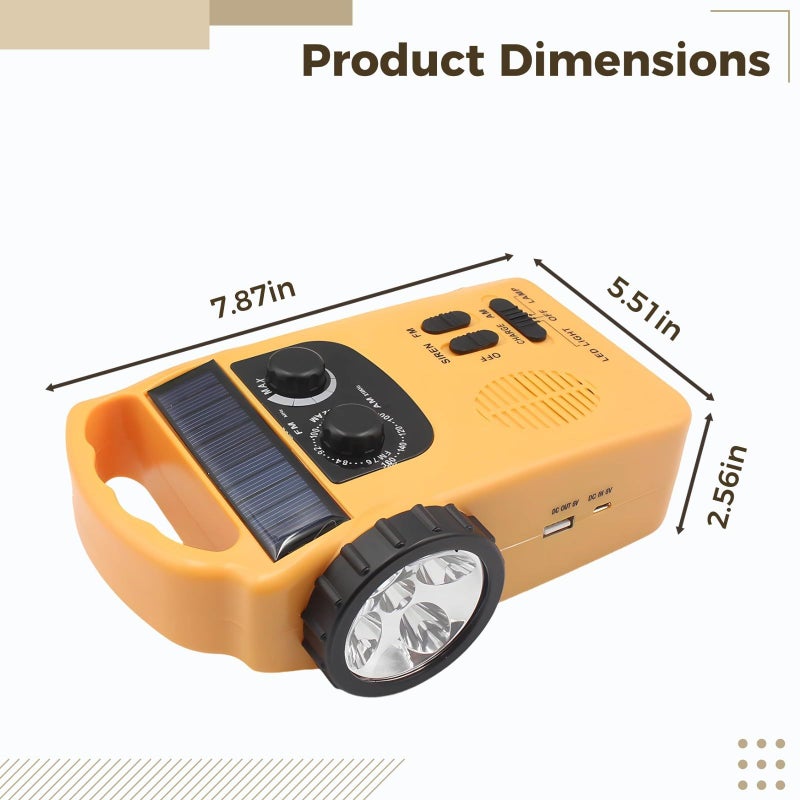 Solar Crank AM FM Radio LED Flashlight Reading Lamp Portable Emergency Weather Alert - Image 4