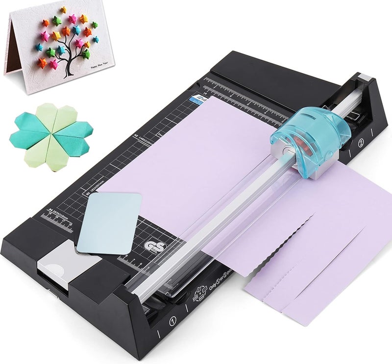 Frifreego 12 Inch Rotary Paper Cutter Heavy Duty, Paper Trimmer with 4 Different Blades for Straight/Wave/Dotted/Creasing Line, Suitable for Cutting Paper Coupons Photos Postcards Scrapbook - Image 1