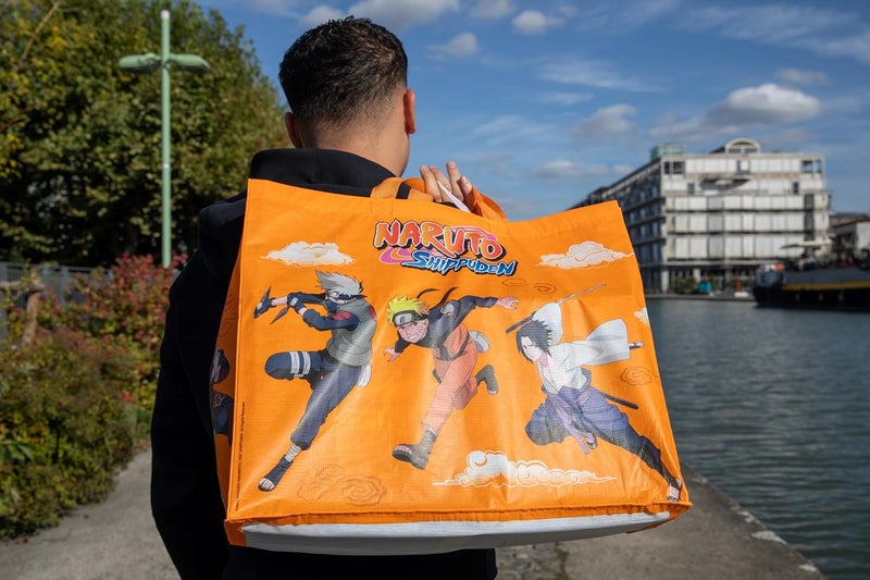 KONIX Naruto Shippuden Tote Bag 40 x 45 x 20 cm Recycled Material Naruto Sasuke Kakashi Itachi Pattern Orange - Image 4
