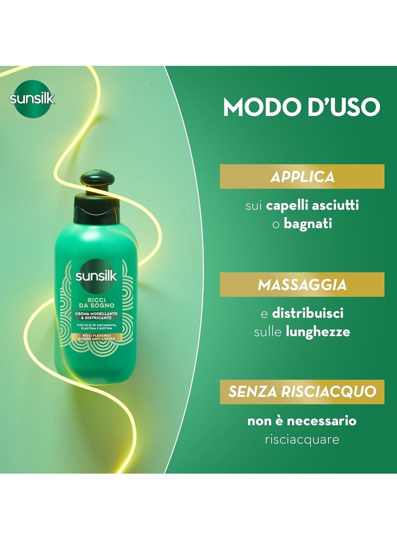 Sunsilk - Sunsilk, Crema Districante Ricci da Sogno, Crema per Capelli Ricci Definiti, Senza Risciacquo, Formula Active Fusion, Detangling Cream, Dream Curls 6.7 Fl Oz Made in Italy [Italian Import] - Image 1