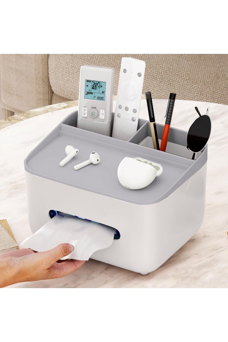 Desktop tissue storage box, multifunctional container with mobile phone holder, desktop stationery storage tissue box, suitable for living room, office, bedside table, dressing table, bedroom, bathroom - Image 1