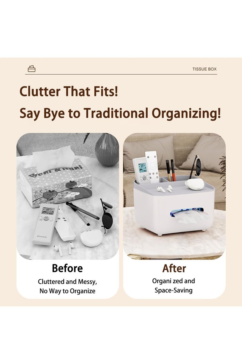 Desktop tissue storage box, multifunctional container with mobile phone holder, desktop stationery storage tissue box, suitable for living room, office, bedside table, dressing table, bedroom, bathroom - Image 4
