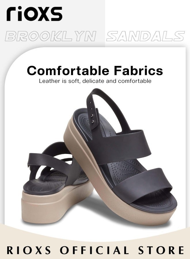 RIOXS Brooklyn Low Wedges Platform Sandals Comfy Open Toe Flats for Casual Beach  - Image 2
