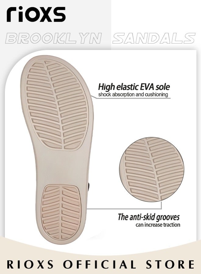 RIOXS Brooklyn Low Wedges Platform Sandals Comfy Open Toe Flats for Casual Beach  - Image 5