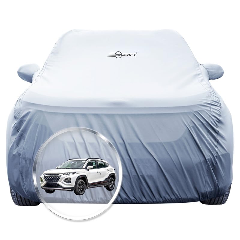 NEODRIFT 'SilverTech' Car Cover for Maruti Suzuki Fronx (100% Water-Resistant, All Weather Protection, Tailored Fit, Precision-Fit & Breathable Fabric) (Colour: Silver) - Image 1