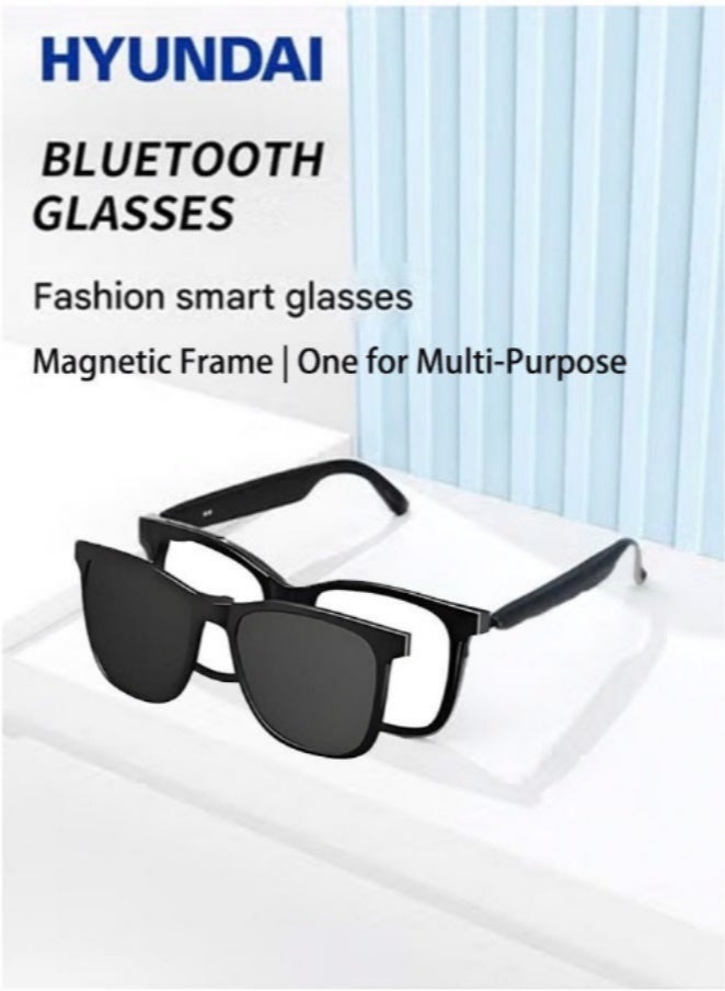 HYUNDAI Smart and Fashion Glasses with Two Lens, Magnetic Lens, One for Multipurposes Bluetooth Speaker with AI - Casual, Office, Outdoor Sports UV Protection, UV400 Polarized Sunglasses, Real-Time Translation in 144 Languages, Music, Phone Calls & AI Chat - Image 1