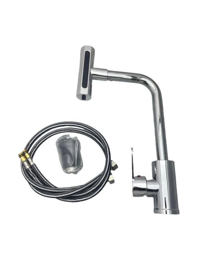 Modern Single Hole Bathroom Sink Faucet Dual Handle Hot Cold Water 23.62 Inch Pipe - Image 1