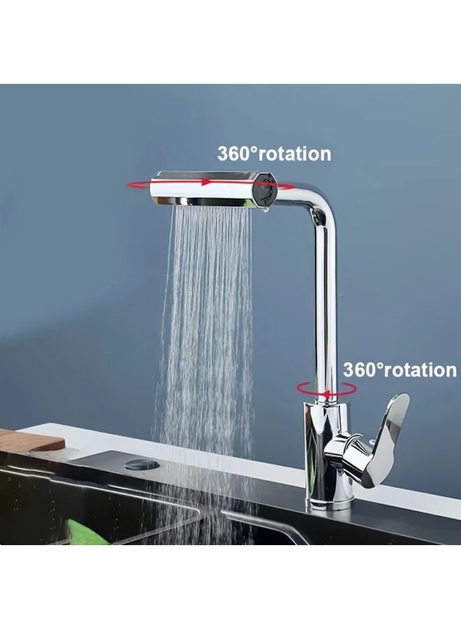 Modern Single Hole Bathroom Sink Faucet Dual Handle Hot Cold Water 23.62 Inch Pipe - Image 5