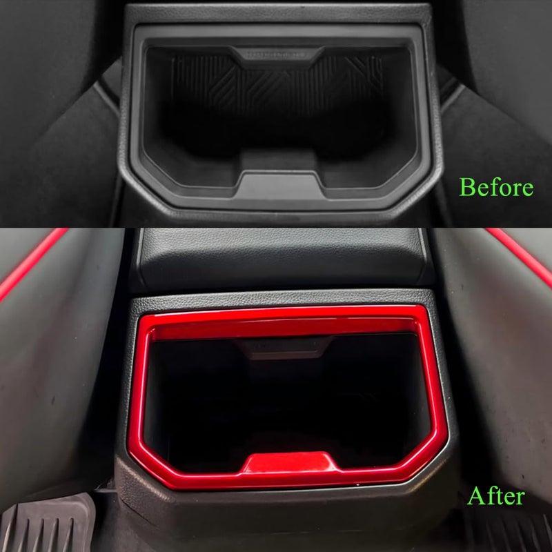 BORUIEN ABS Front Rear C u p Holder Frame Cover for Toyota Tacoma 2024 2025 2026 Interior Accessories Center Console Decor Trim (Dark Red, Front & Rear C u p Trim Cover) - Image 4