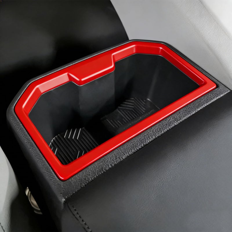 BORUIEN ABS Front Rear C u p Holder Frame Cover for Toyota Tacoma 2024 2025 2026 Interior Accessories Center Console Decor Trim (Dark Red, Front & Rear C u p Trim Cover) - Image 3