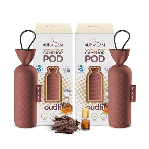 AuraCam Gold Standard Camphor Pod Cone (Oudh) - Set of 2 - Camphor Pod Air freshener For Room, Car, Bathroom, Office & Toilet - Image 1