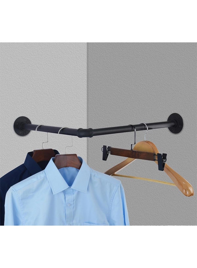 DUNISO Industrial Pipe Clothing Rack,Iron Wall Mounted Right Angle Corner Clothing Rack with Screws，DIY Home Storage Display,Space Saving, Sturdy and Durable,for Closet, Laundry Room, or Retail Store，18.1",Black - Image 1