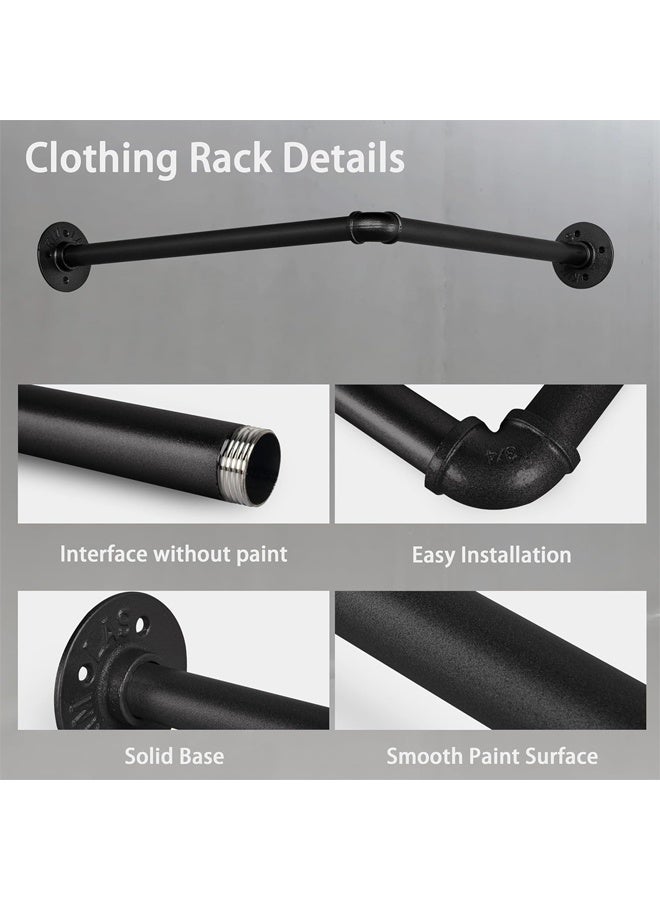 DUNISO Industrial Pipe Clothing Rack,Iron Wall Mounted Right Angle Corner Clothing Rack with Screws，DIY Home Storage Display,Space Saving, Sturdy and Durable,for Closet, Laundry Room, or Retail Store，18.1",Black - Image 3