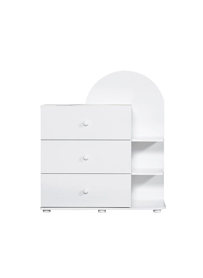 DANUBE HOME Hello Chest Of 3 Drawers Multifunctional Storage Organiser Space Saving Drawer Chest Modern Design Furniture For Bedroom Living Room L 40x90x102.5 cm White/White Faux Marble  - Image 2