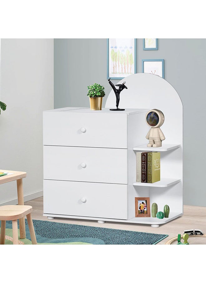 DANUBE HOME Hello Chest Of 3 Drawers Multifunctional Storage Organiser Space Saving Drawer Chest Modern Design Furniture For Bedroom Living Room L 40x90x102.5 cm White/White Faux Marble  - Image 1